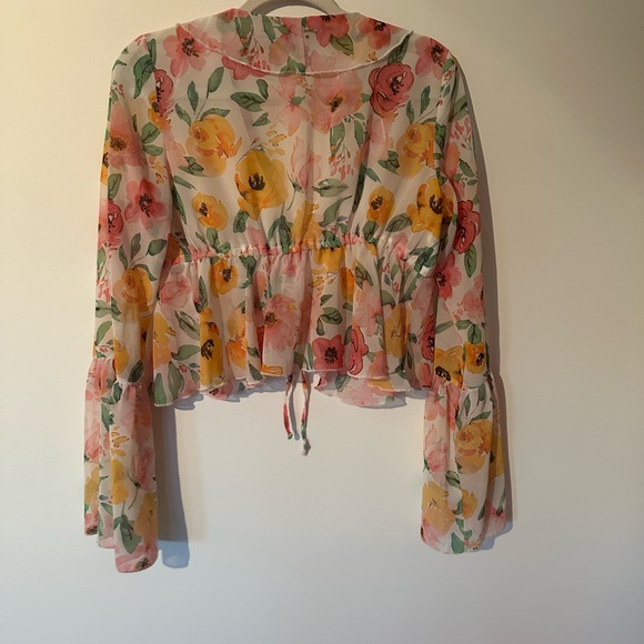 Streetwear Society Tops - Streetwear Society Floral Blouse - Pink and Yellow